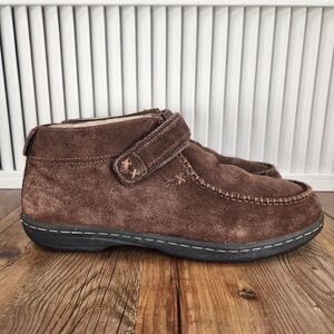 Jeffrey Fitzhugh Ankle Boots Mens 11.5 Brown Suede Moc Toe Faux Fur Lined Casual